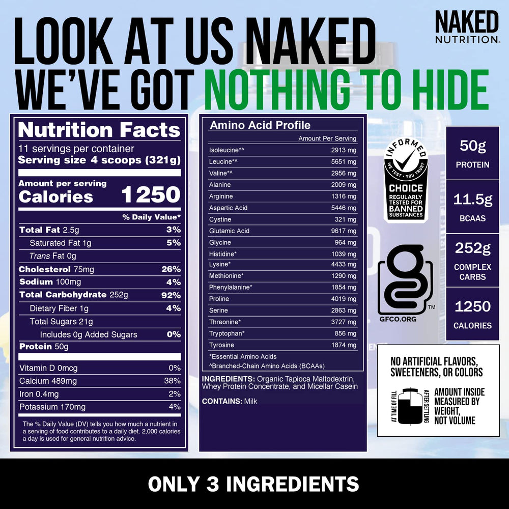 NAKED Mass unflavored powder close-up for versatile mixing