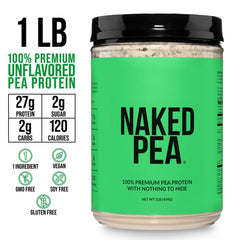 Naked Pea bag hero showing single-ingredient plant protein packaging