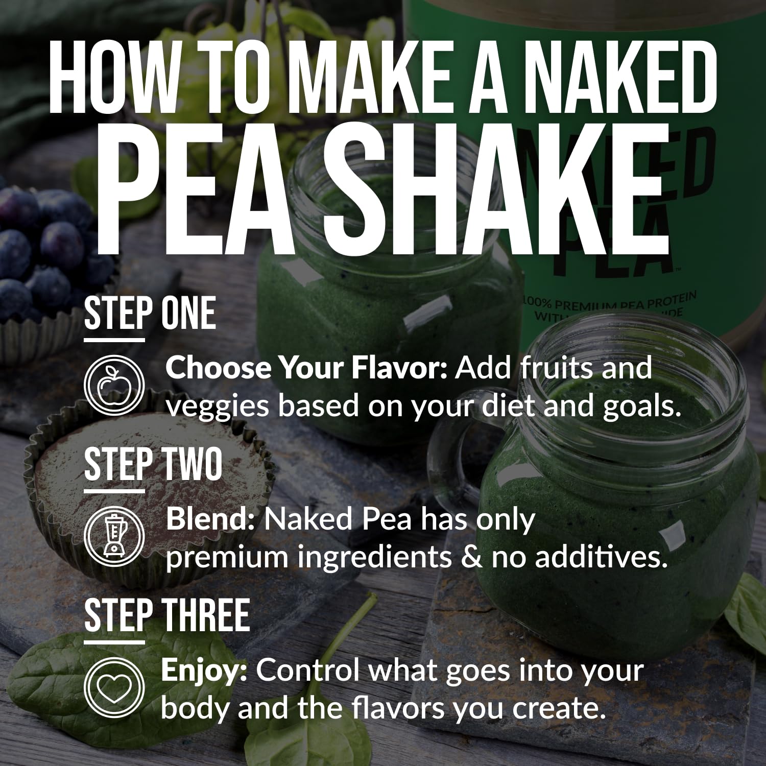 NAKED Pea pre/post-workout shake setup for balanced protein