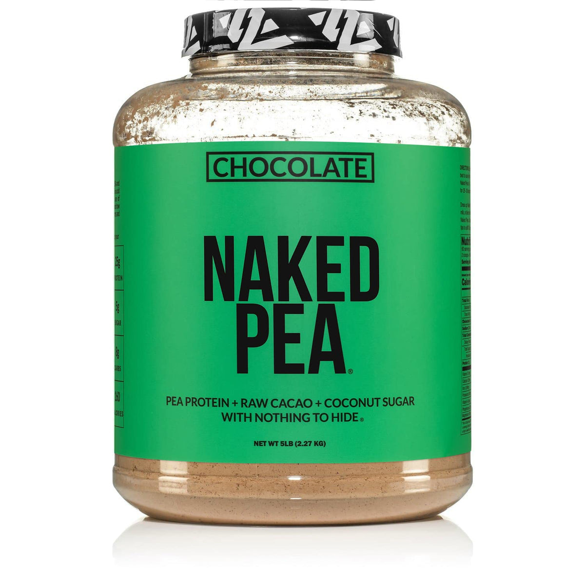 NAKED Pea Protein Chocolate front packaging with clean ingredients.