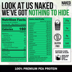 NAKED Pea Protein Chocolate shake in a glass, dairy-free.