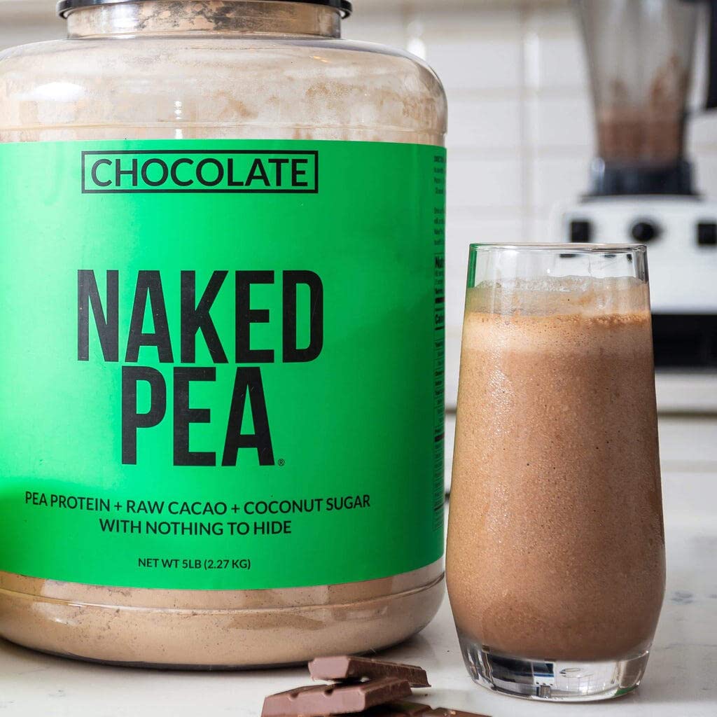 NAKED Pea Protein Chocolate USA and Canada farms label.