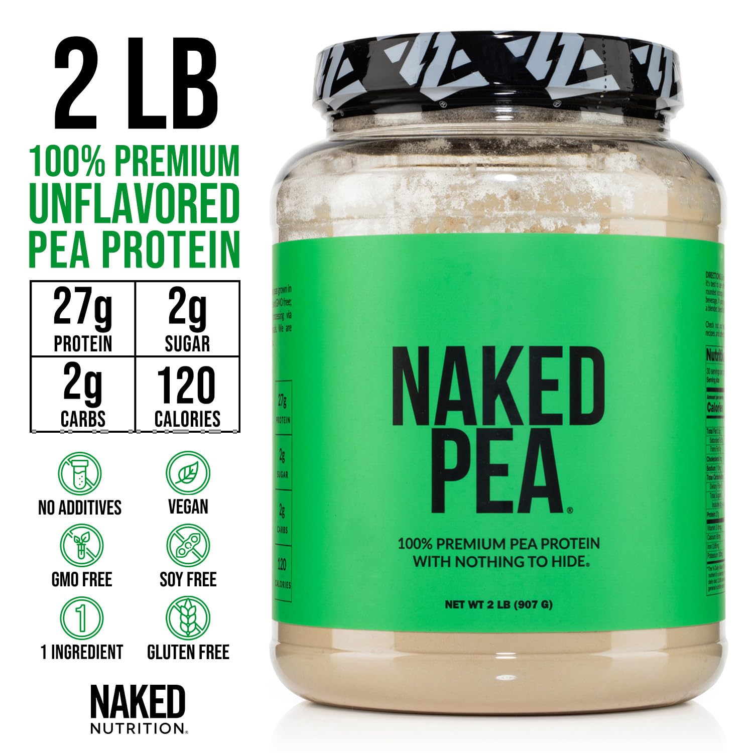 NAKED Pea shake with fruit in glass, showcasing customizable flavor.