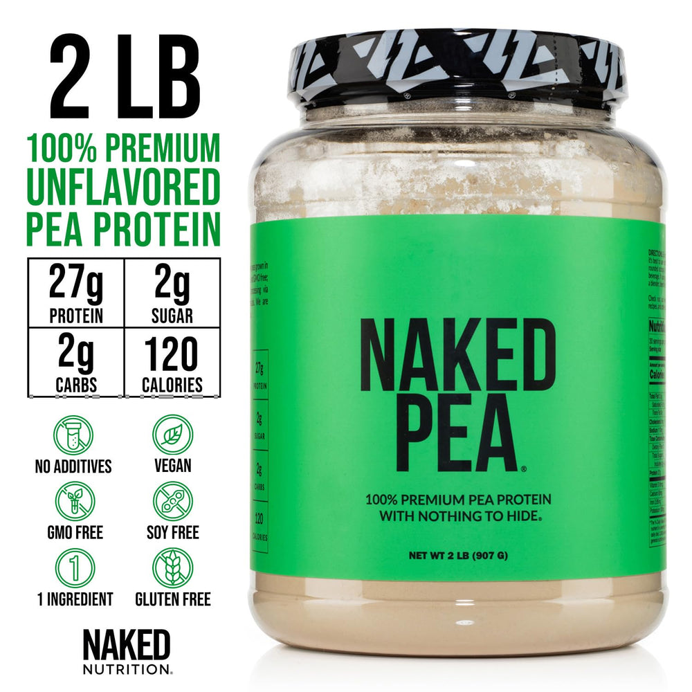 NAKED Pea shake with fruit in glass, showcasing customizable flavor.