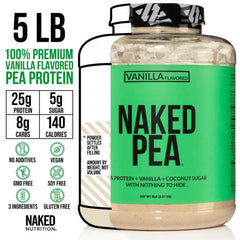 Pour Naked Pea Vanilla into glass, smooth texture visible.