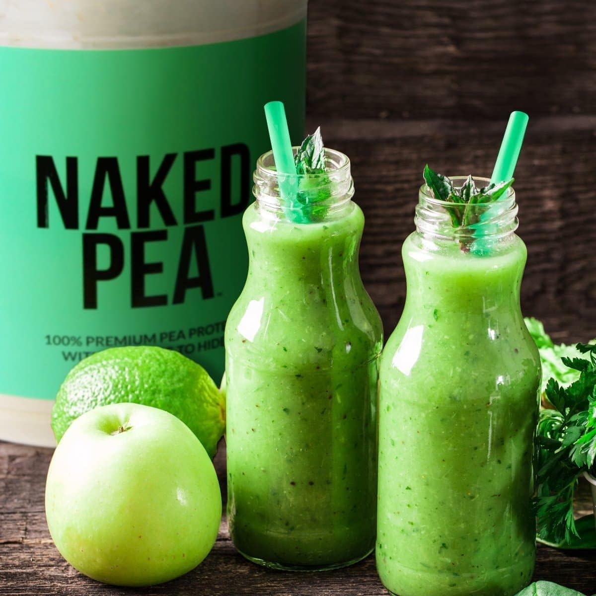 Naked Pea vegan smoothie scene showcasing dairy-free nutrition