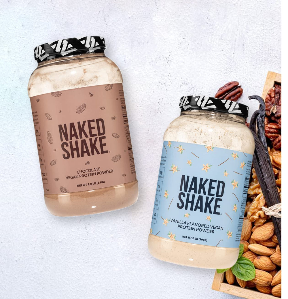 NAKED Shake cocoa-peanut ingredients poured to show flavor profile