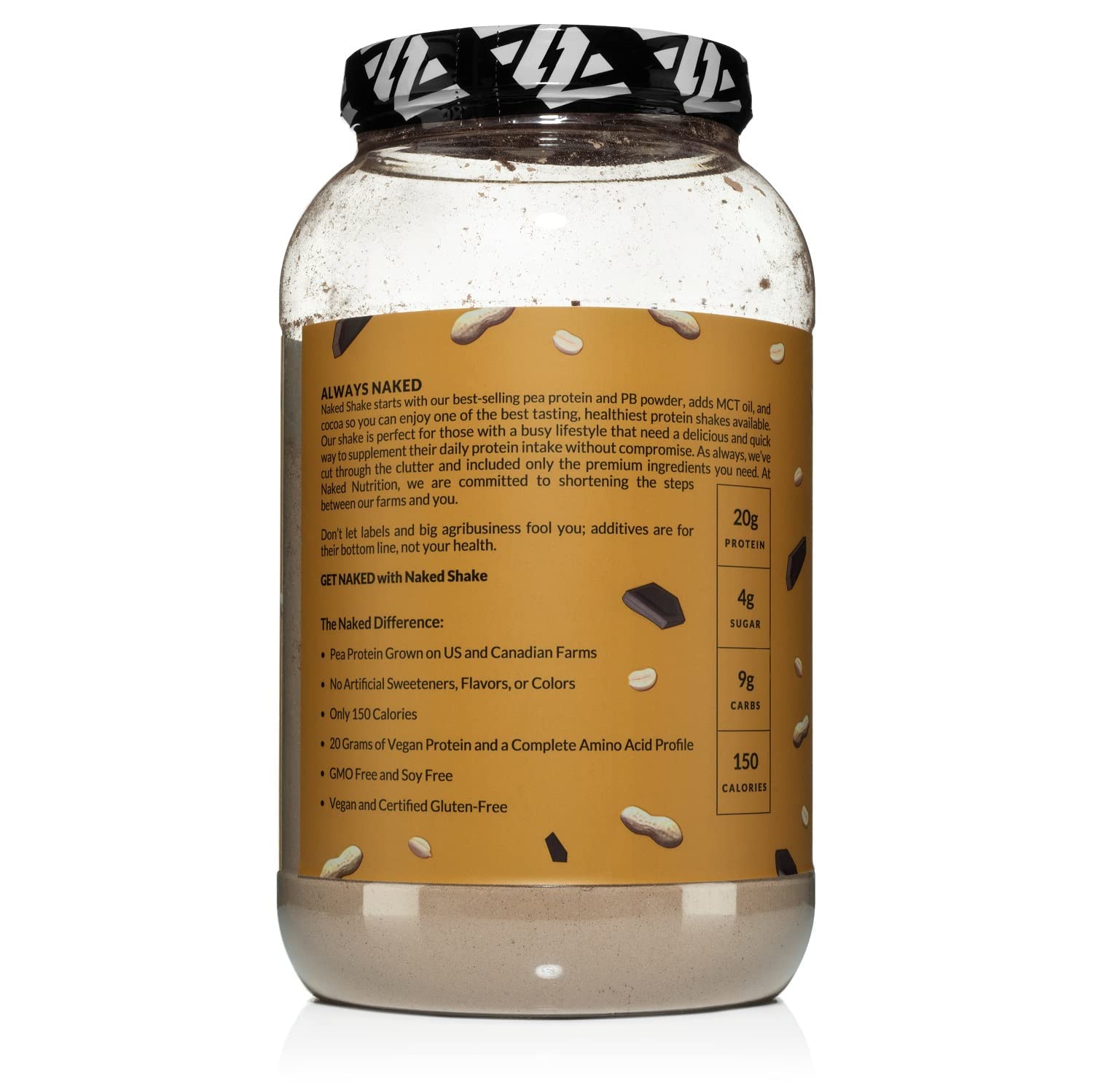 NAKED Shake gluten-free soy-free label close-up