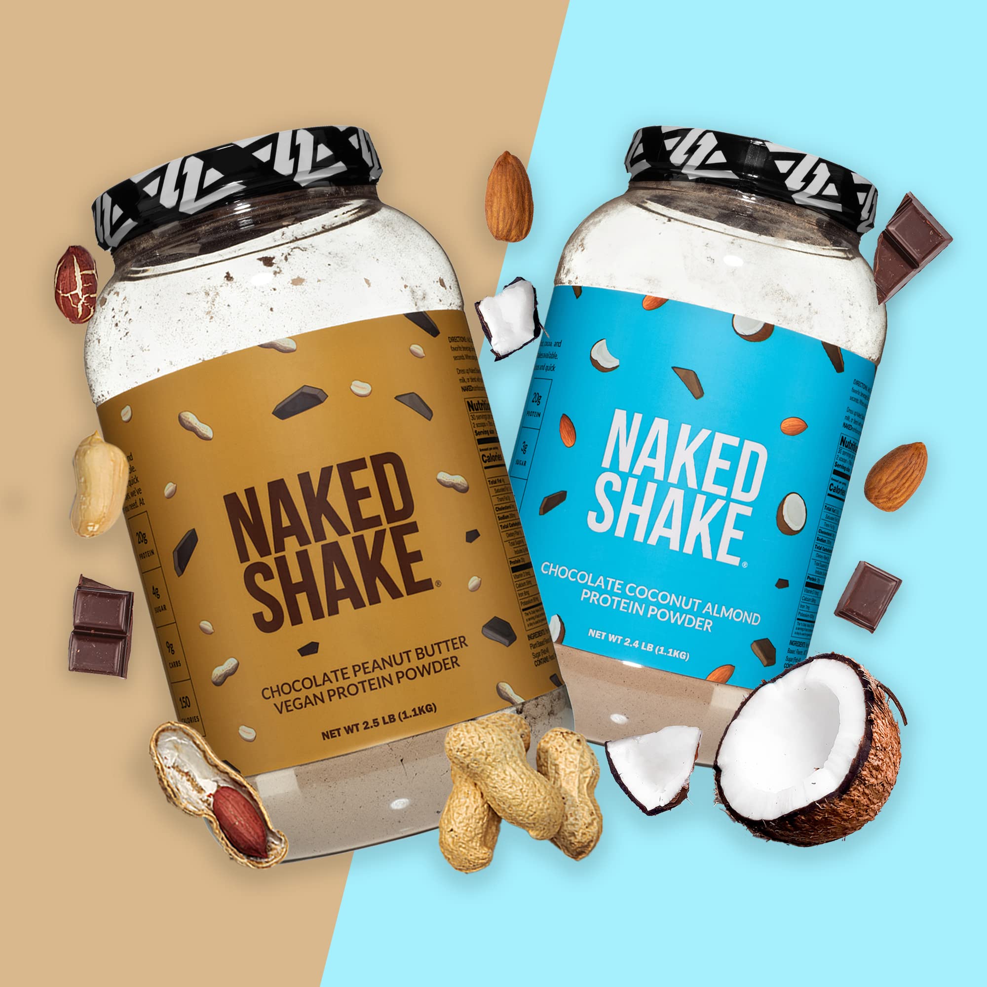 NAKED Shake on-the-go bottle with cocoa and roasted peanuts