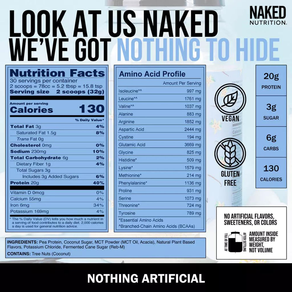 NAKED Shake vanilla MCT oil bottle indicates added energy and fullness