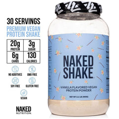 NAKED Shake vanilla powder scoop emphasizes precise serving size
