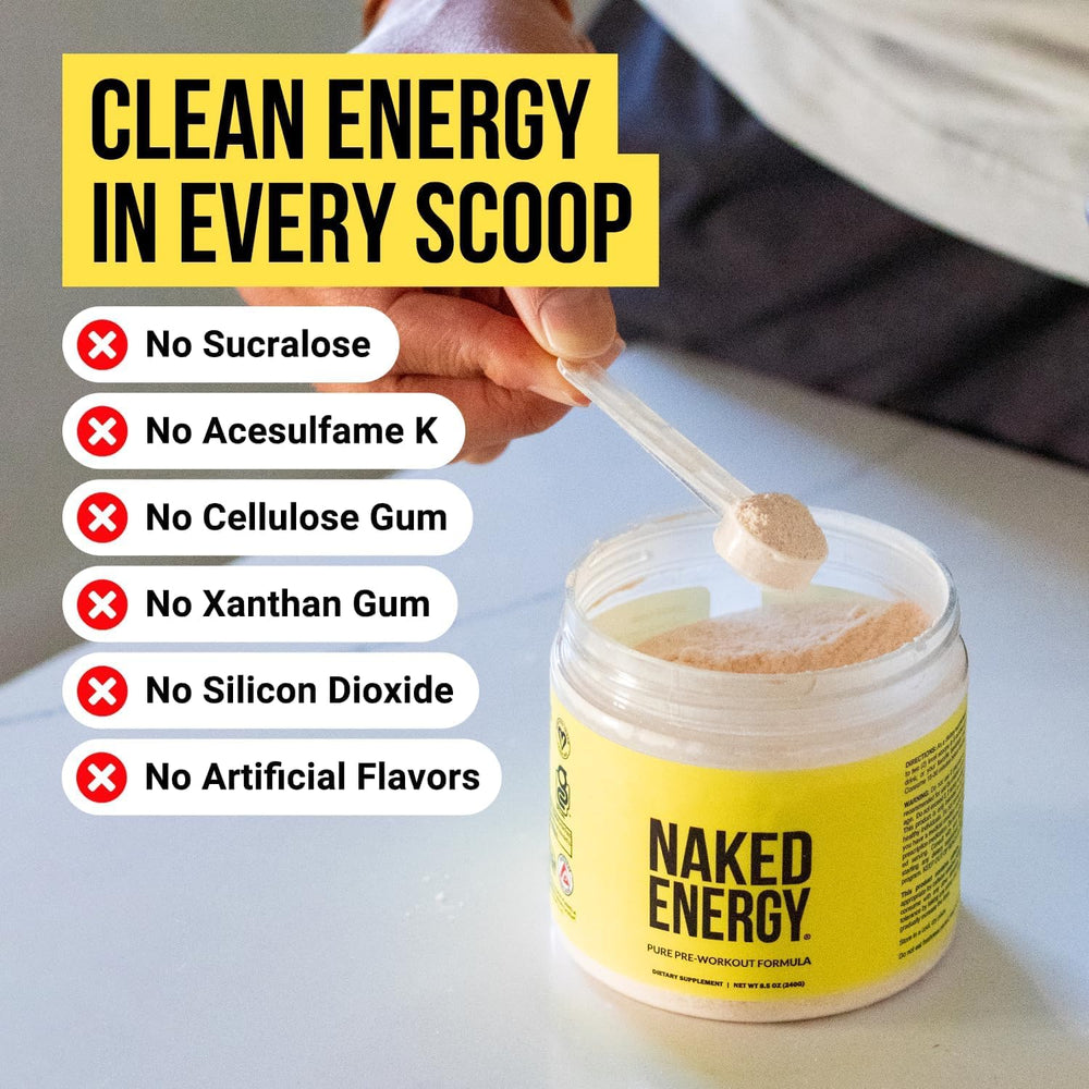 NAKED Strawberry Lemonade Energy caffeine source from unroasted beans shown.