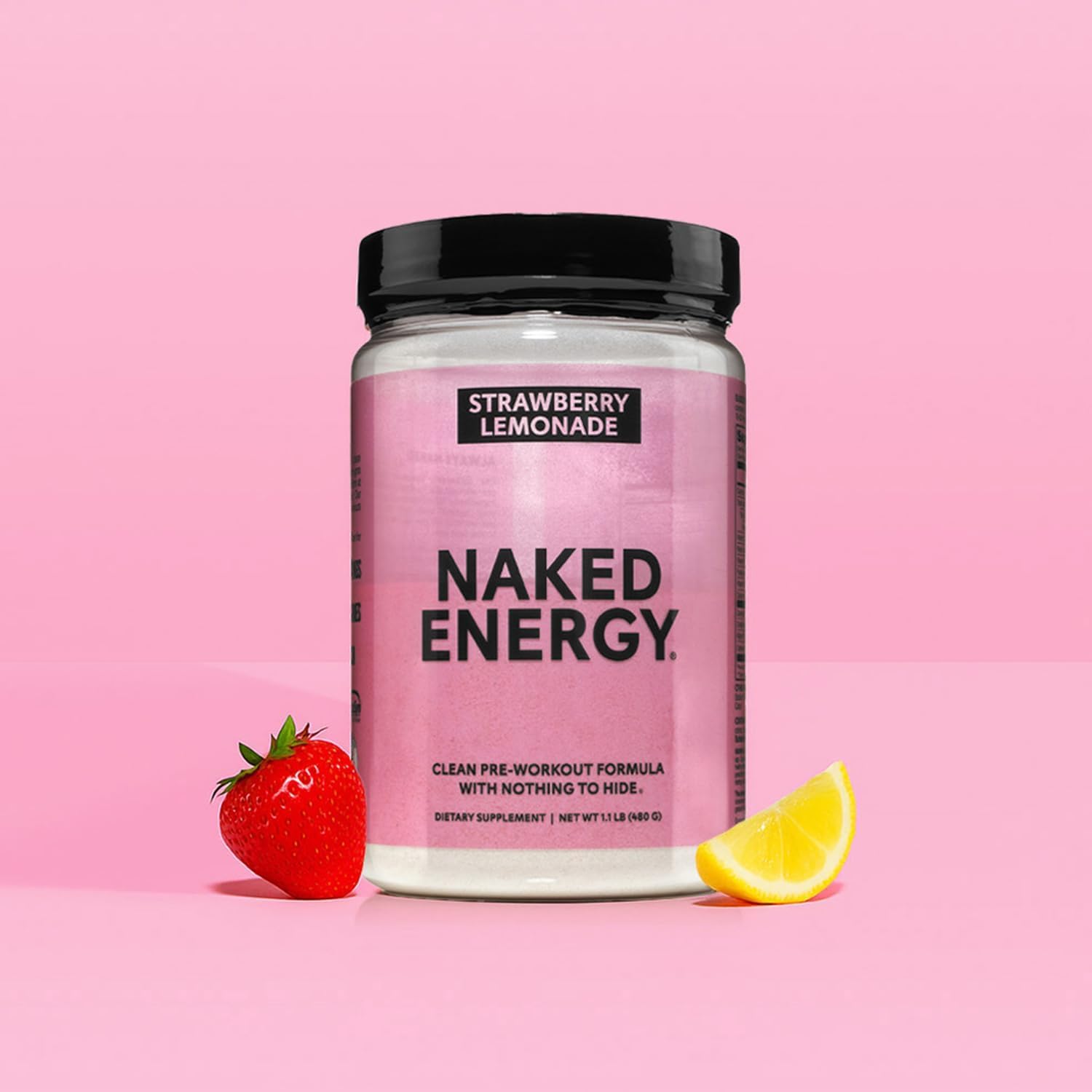 NAKED Strawberry Lemonade Energy third-party testing seal signals quality assurance.