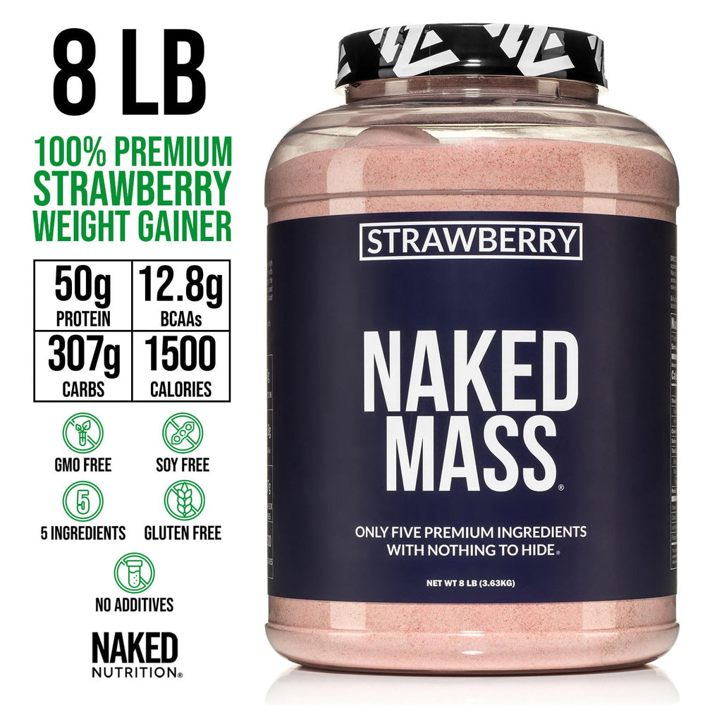 NAKED Strawberry Mass whey and casein mix provides steady amino acids.