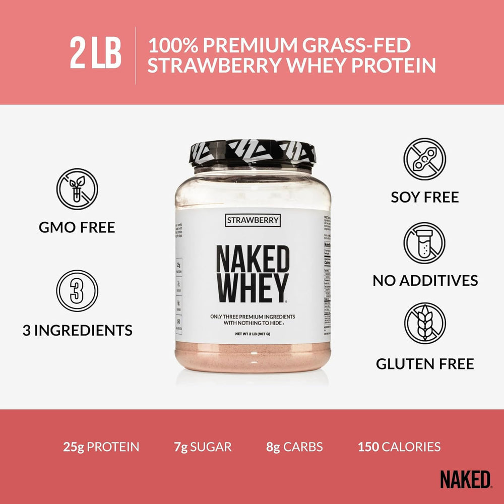 NAKED Strawberry Whey Dried Strawberries: real fruit bits for flavor