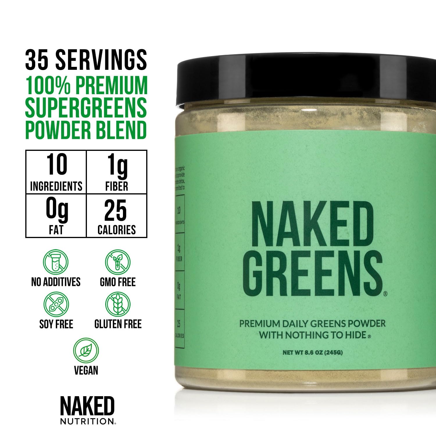 NAKED Super Greens scoop measuring a perfect portion for daily use
