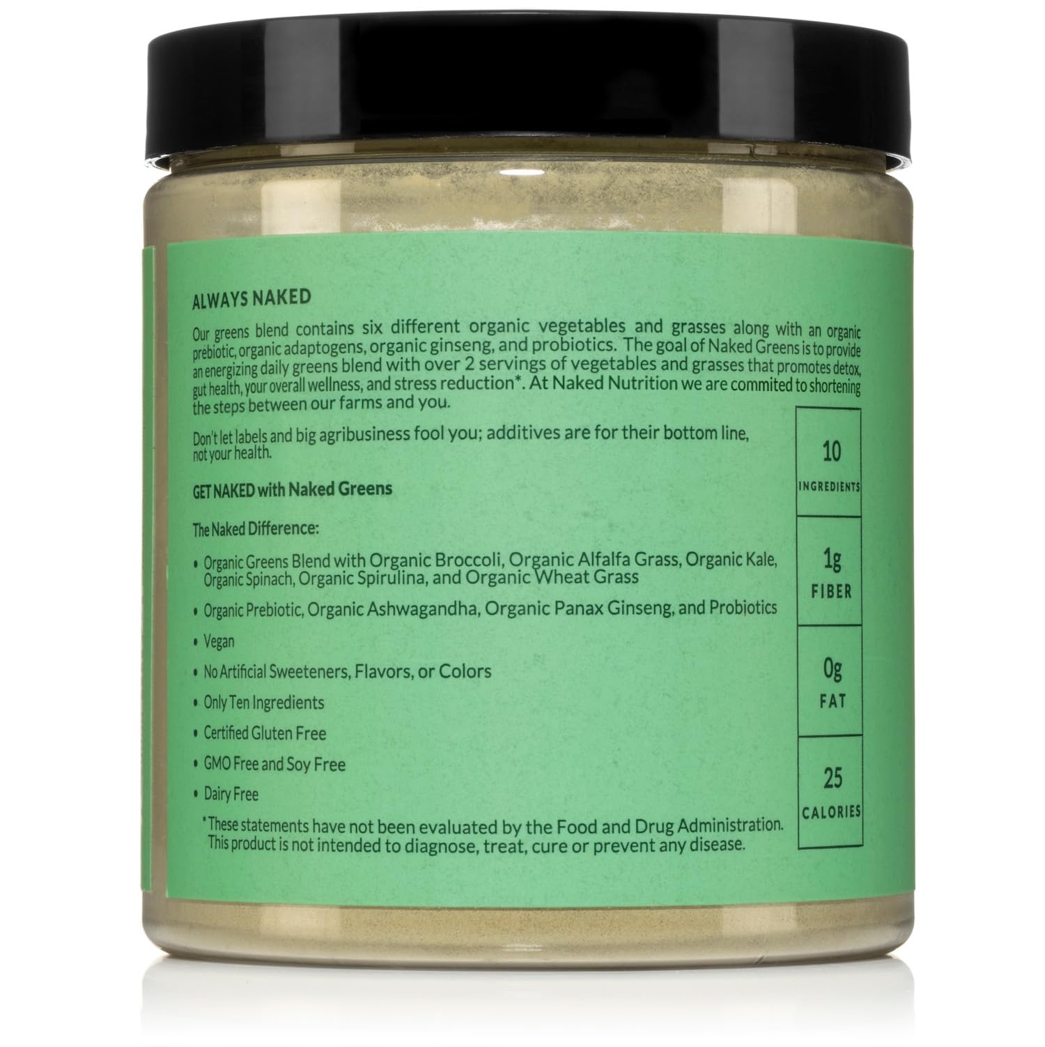 NAKED Super Greens vegan and non-GMO certification emblem