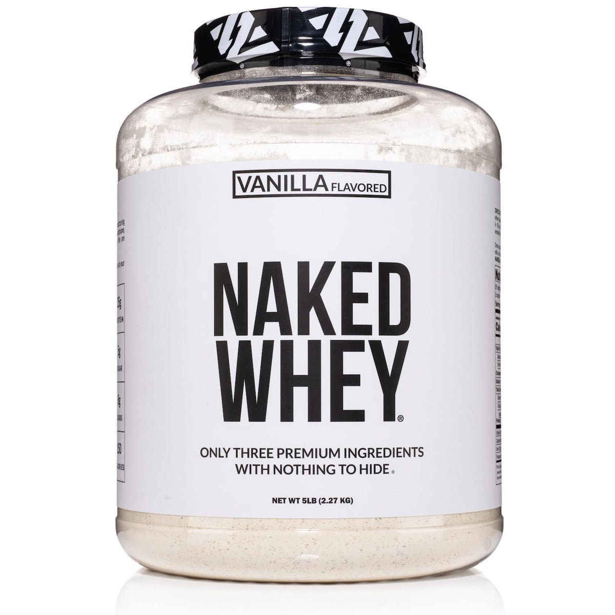 NAKED Vanilla Whey bottle on counter ready for a post-workout shake