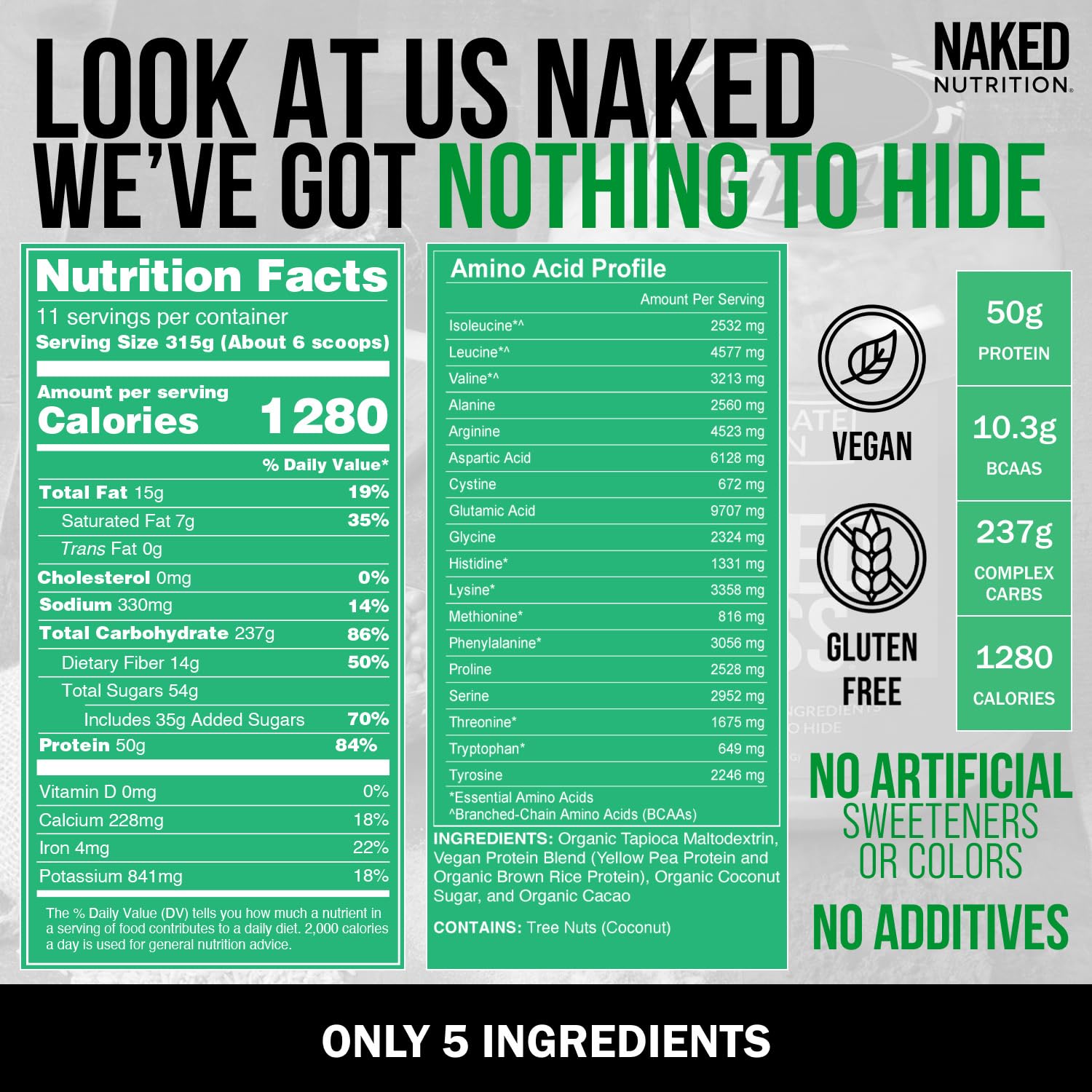 NAKED Vegan Mass 8 lb bulk packaging on shelf