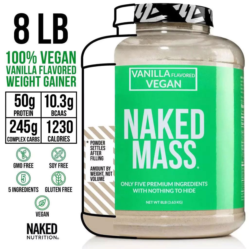 Scoop dispensing for NAKED Vegan Mass vanilla powder enabling consistent portions