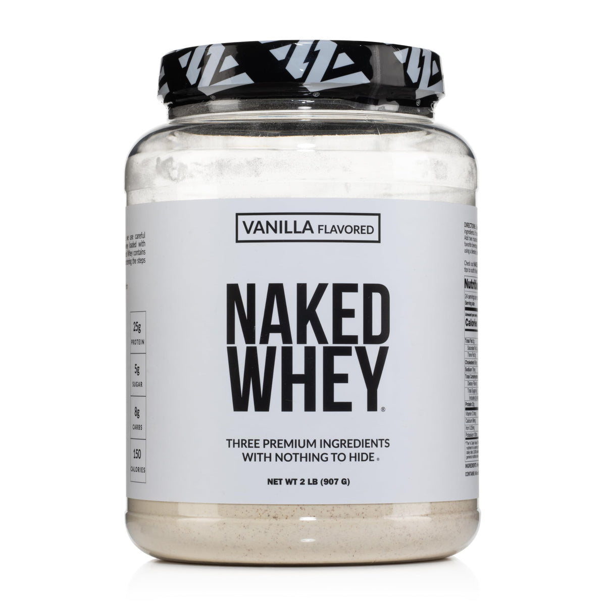 NAKED Whey Vanilla powder tub with clean gluten-free protein label