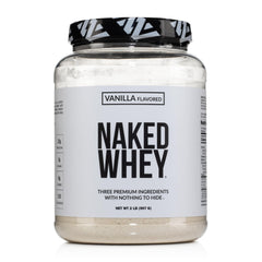 NAKED Whey Vanilla powder tub with clean gluten-free protein label