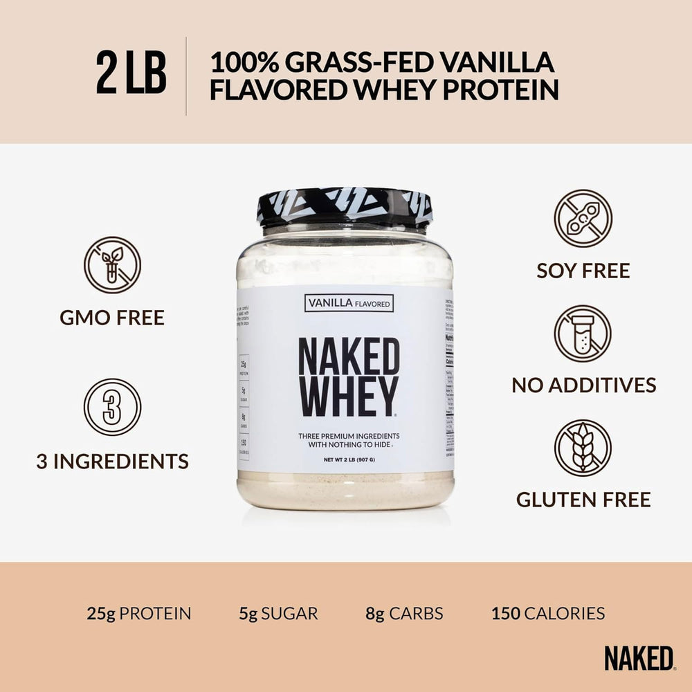 NAKED Whey Vanilla scoop and shaker for easy mixing