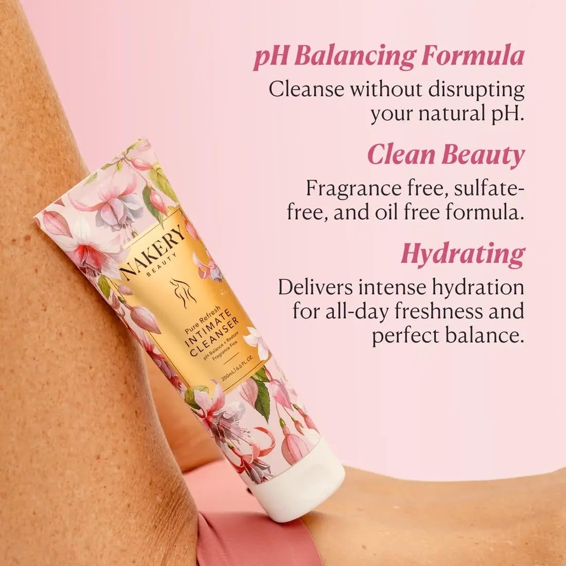 Nakery Intimate Wash lathering action for a gentle, soothing cleanse