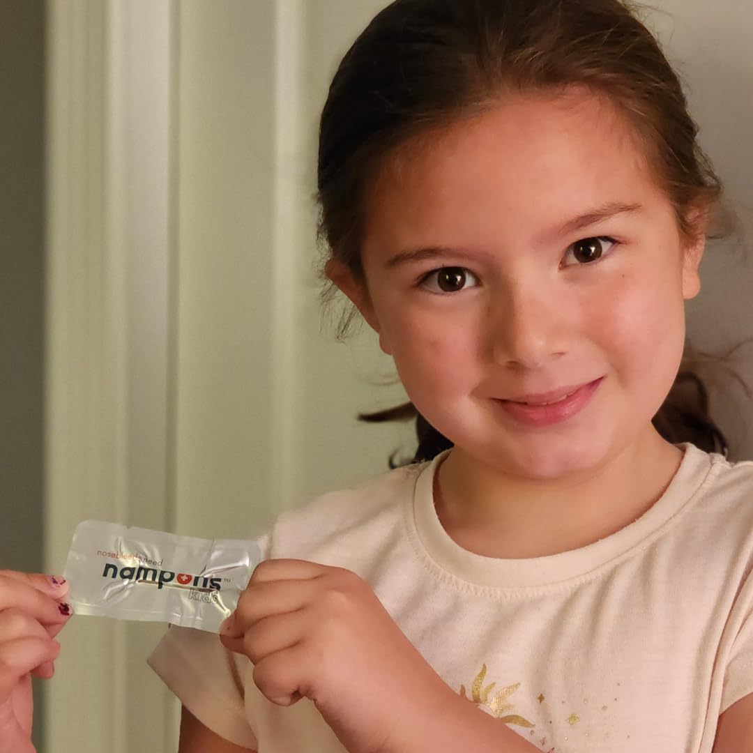 Nampons Kids Nosebleed Stoppers kit recommended by pediatricians for gentle care.