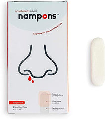 Nampons nasal plug closeup showing clotting agent for quick control.