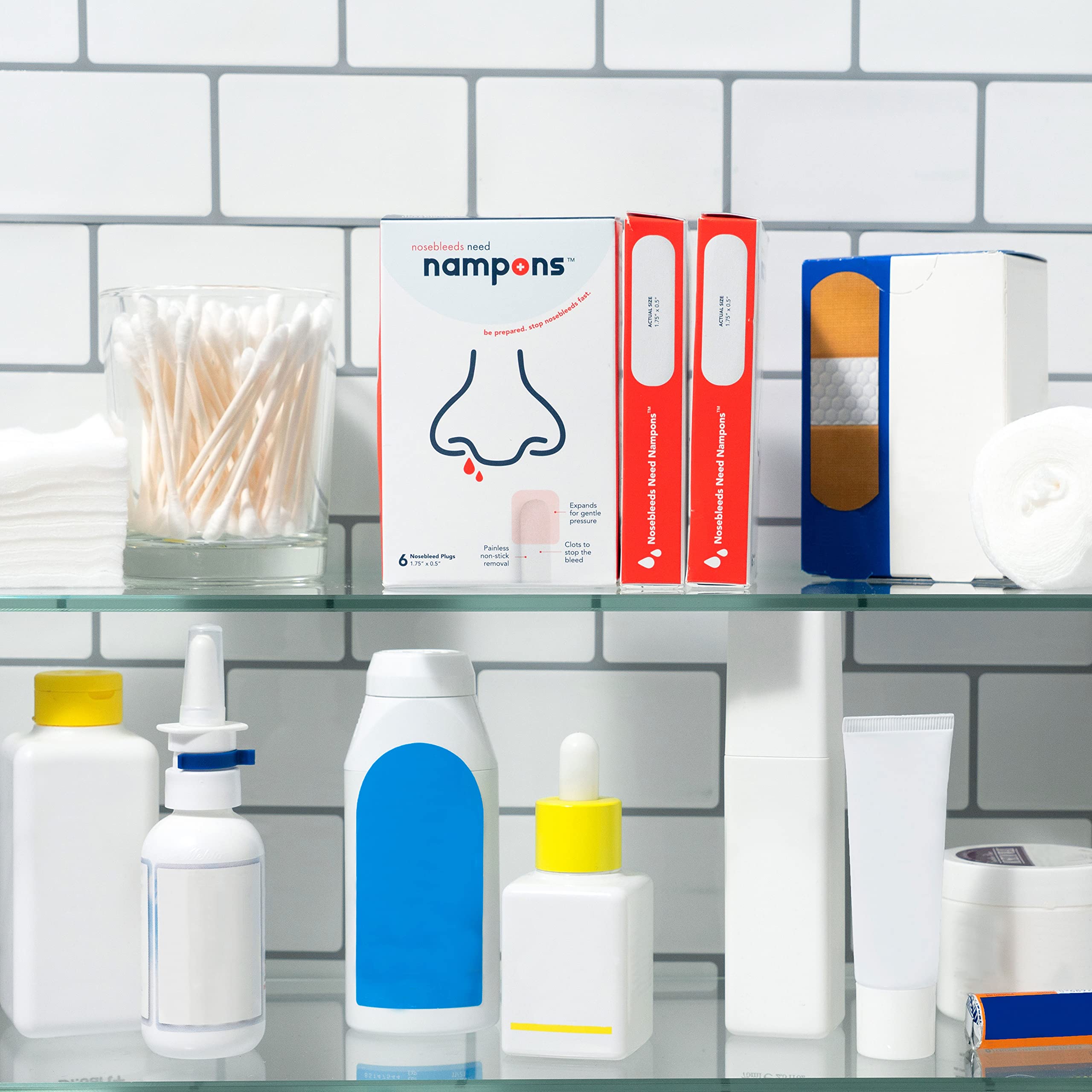 Nampons Nosebleed Stoppers treats-with-clotting-agent, focuses on clot-ready action