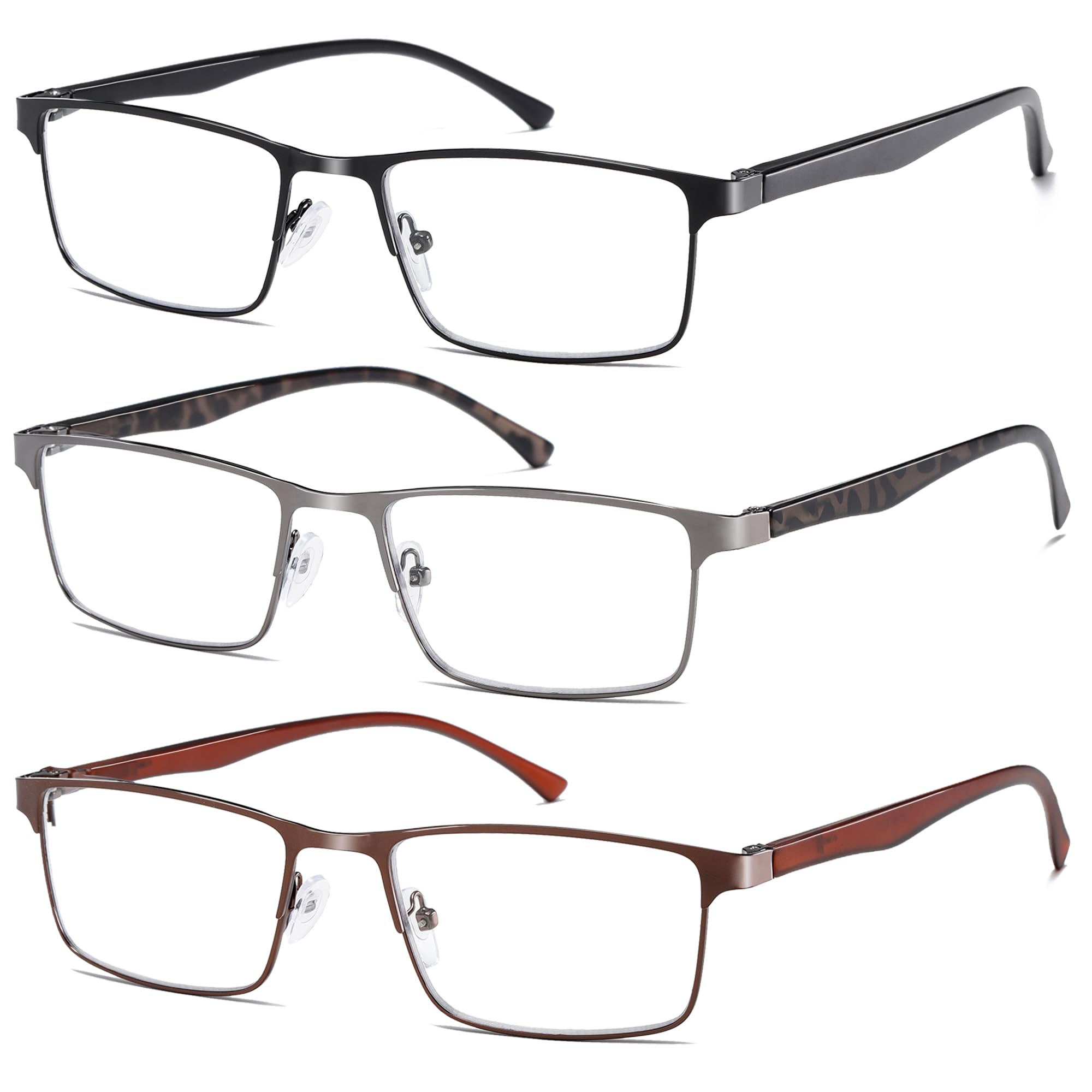 NaNaKo gafas de lectura para hombres con armazón de metal ligero para uso diario.