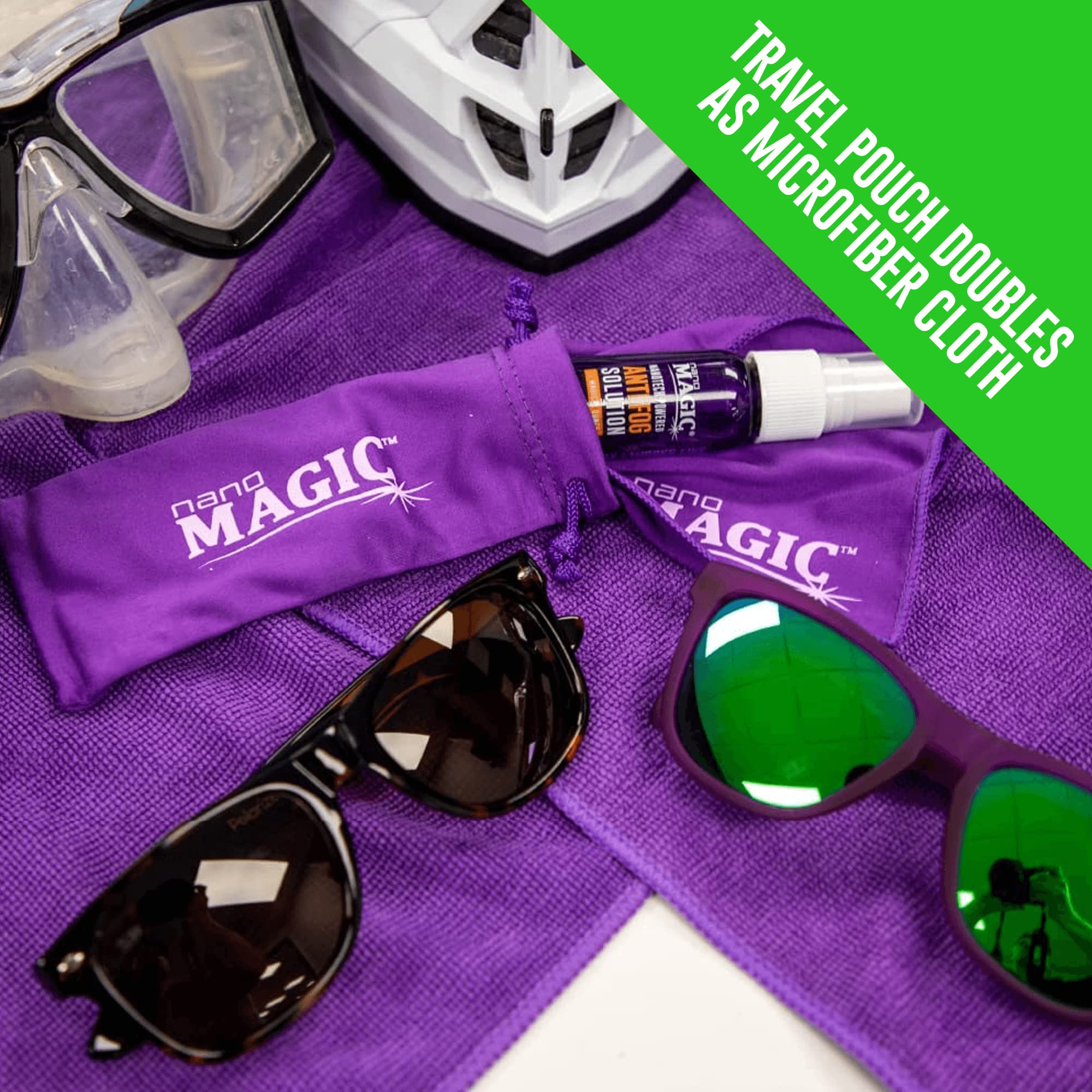 Nano Magic solution helps face shields stay clear during use.