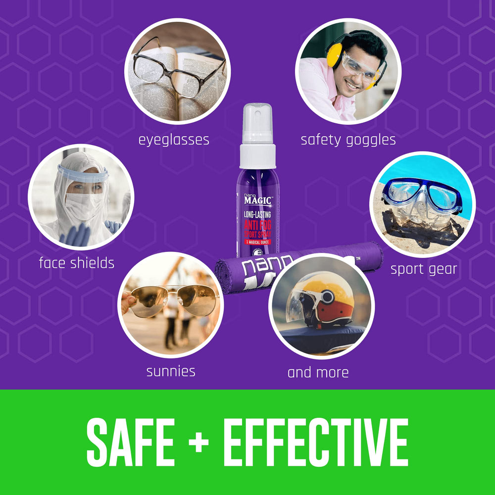 Nano Magic spray supports clear vision on ski goggles.