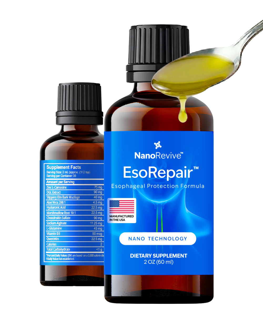 NANOREVIVE EsoRepair bottle front view highlighting esophageal support and digestive comfort