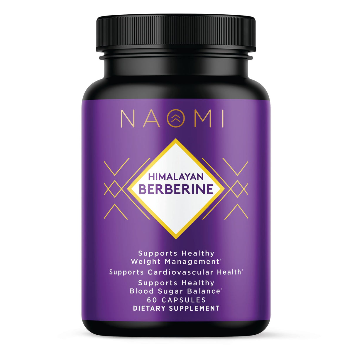 NAOMI Himalayan Berberine bottle shown, may support healthy glucose metabolism.