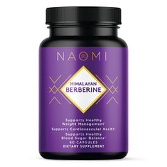 NAOMI Himalayan Berberine bottle shown, may support healthy glucose metabolism.