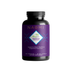 NAOMI Magtein 2000mg bottle with label suggesting focus and memory support