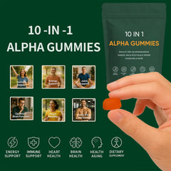 NAPEXIX Alpha Gummies ingredients pack; shilajit and ashwagandha highlighted for vitality.