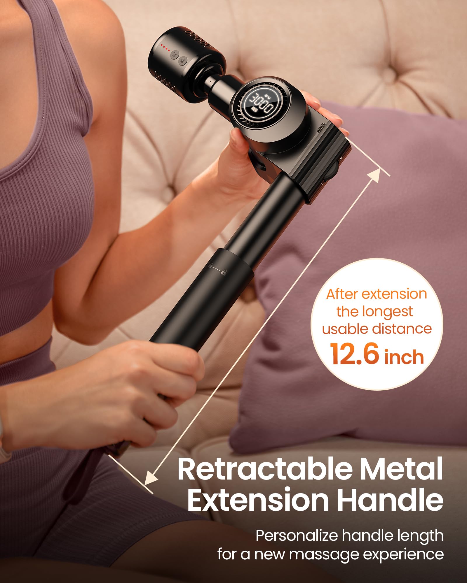 NAPRE 10mm amplitude targets deeper tissue with precise percussion therapy.