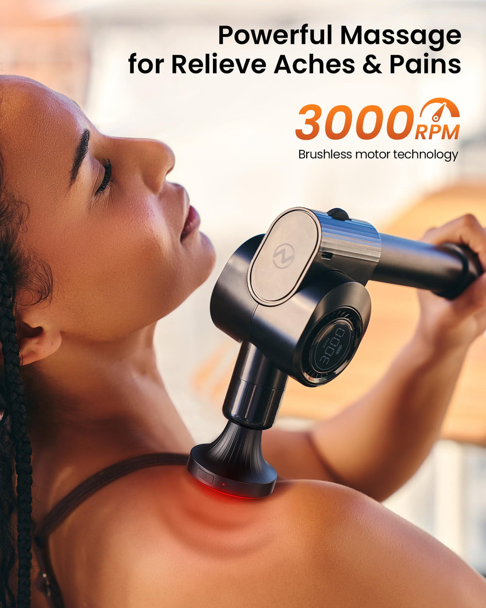 NAPRE massage gun with 6 heads for versatile muscle targeting.