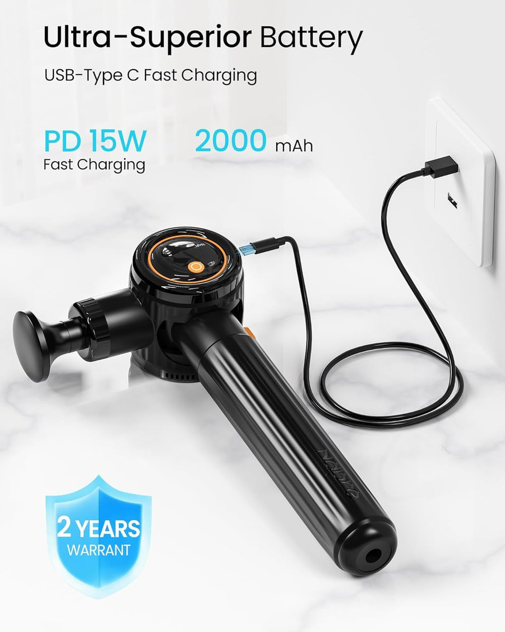 NAPRE Massage Gun supports fast 15W charging for quick power top-ups