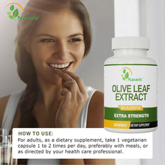 Naravis dried olive leaves illustrating natural source and purity.