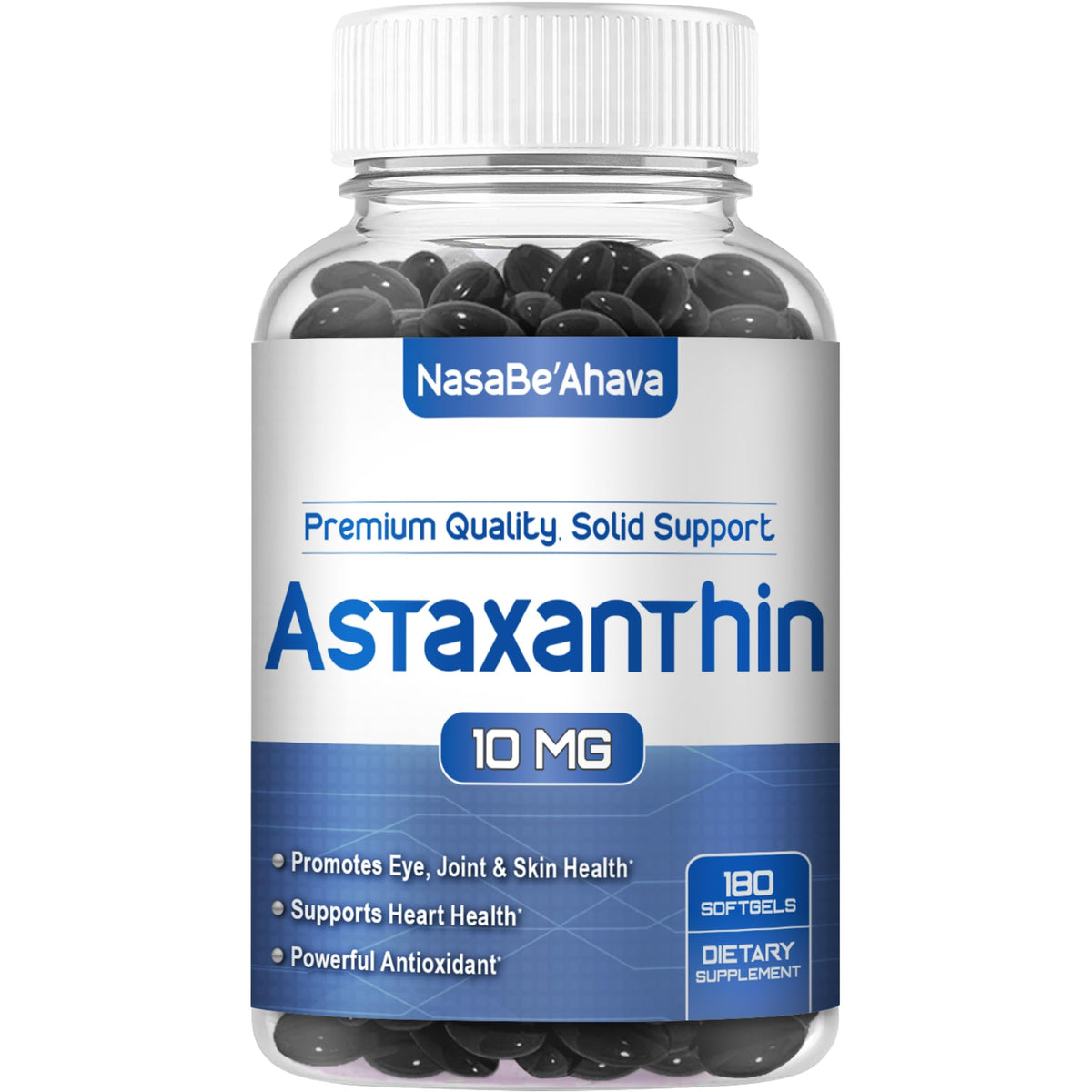 NasaBeahava Astaxanthin bottle for daily antioxidant support.