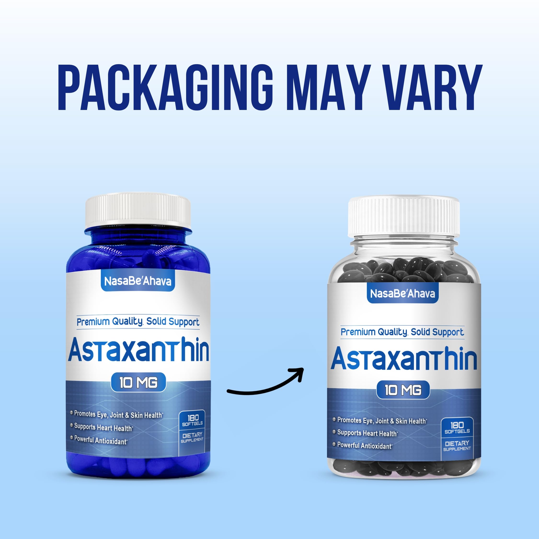 NasaBeahava Astaxanthin label close-up highlights Haematococcus Pulvialis origin.