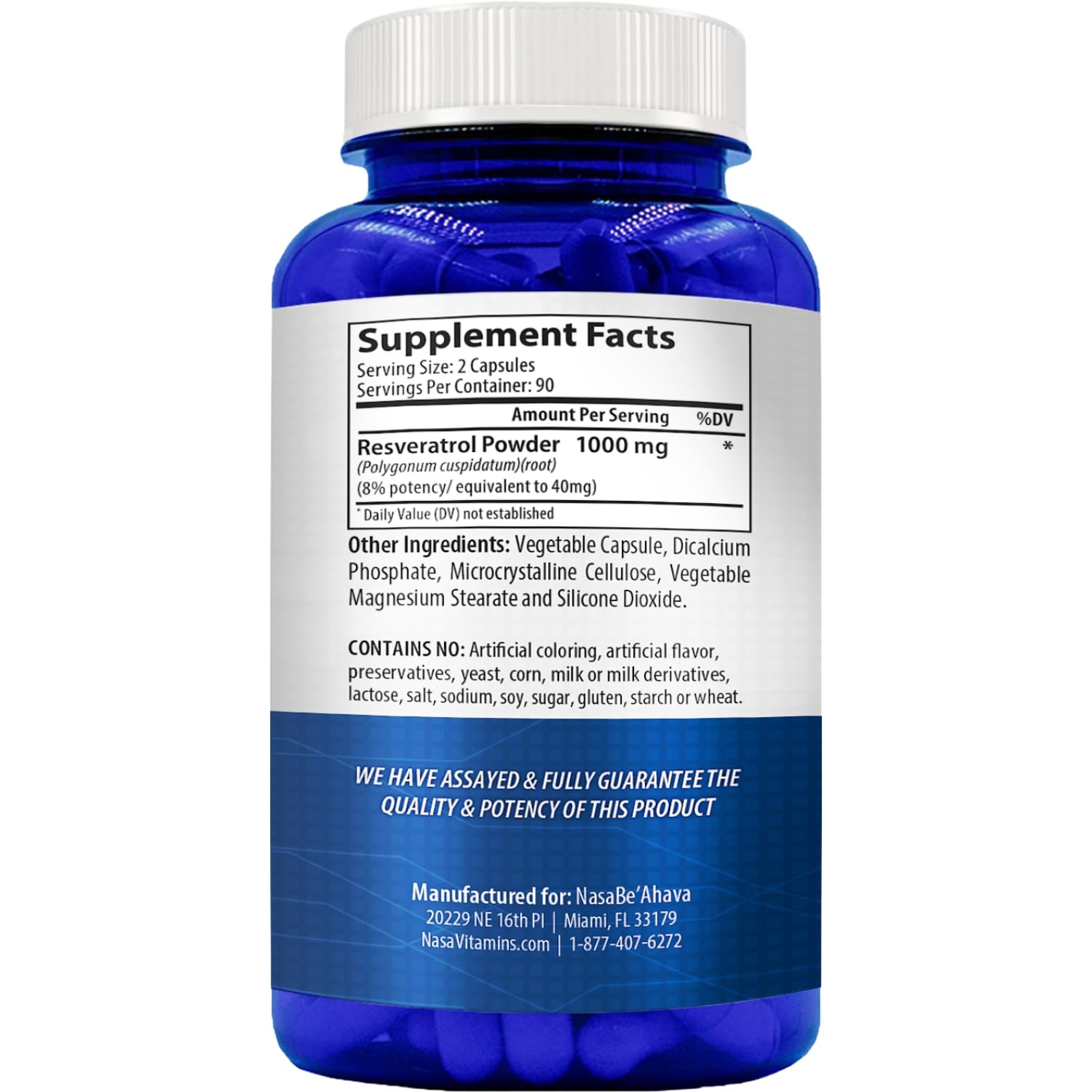 NasaBeahava label closeup shows vegan formula with no artificial flavors or colors.