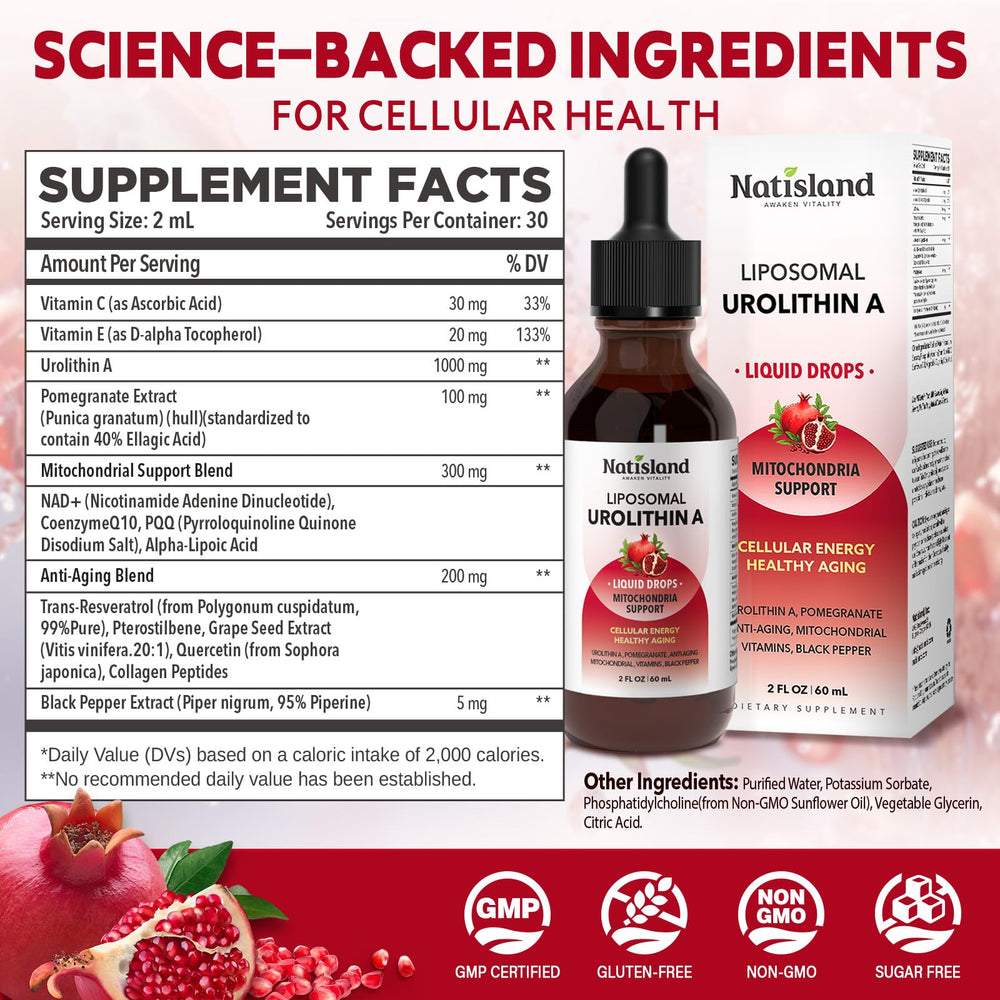 NATISLAND Urolithin A drops with pump for easy dosing