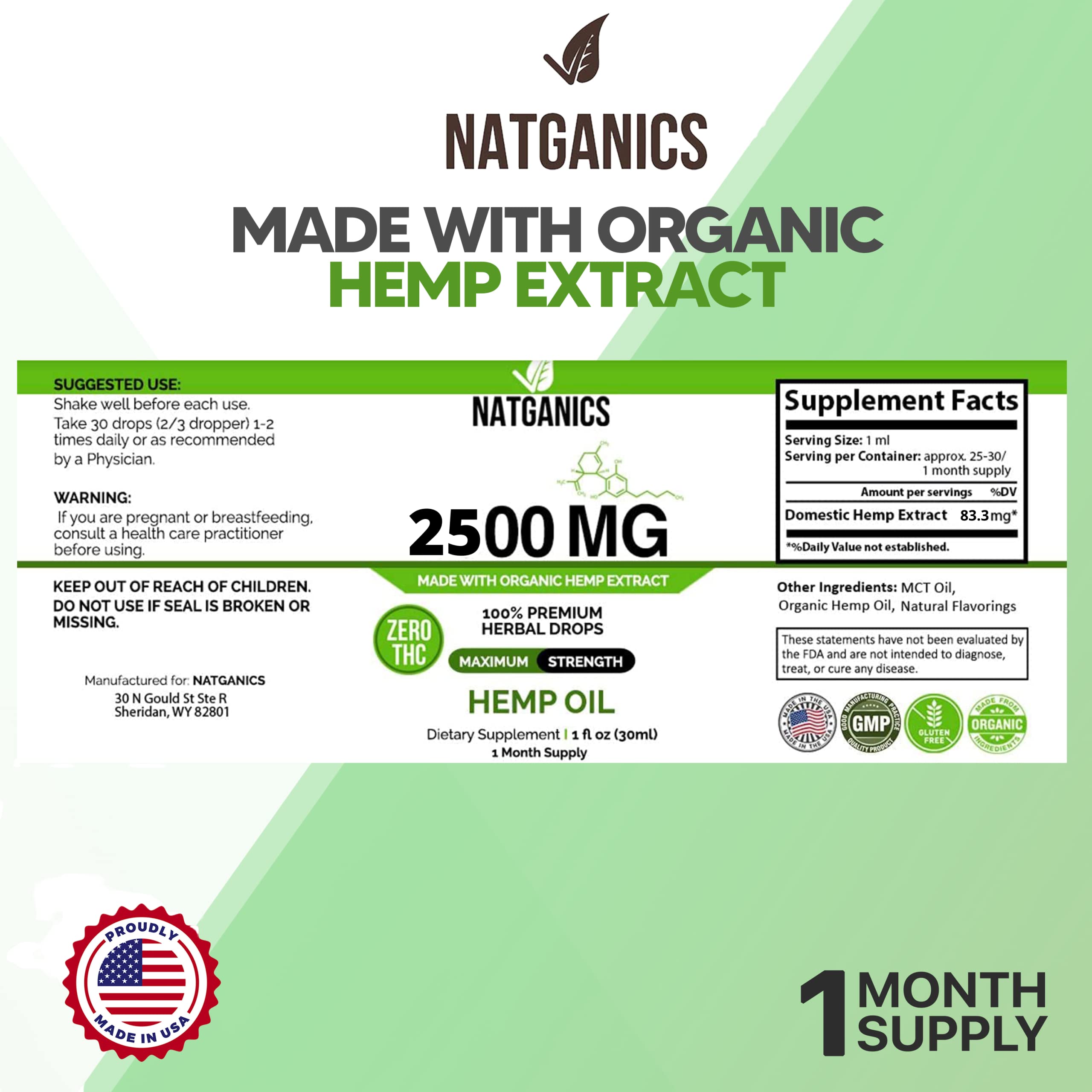 Natganics hemp oil drops being dispensed for quick daily use.