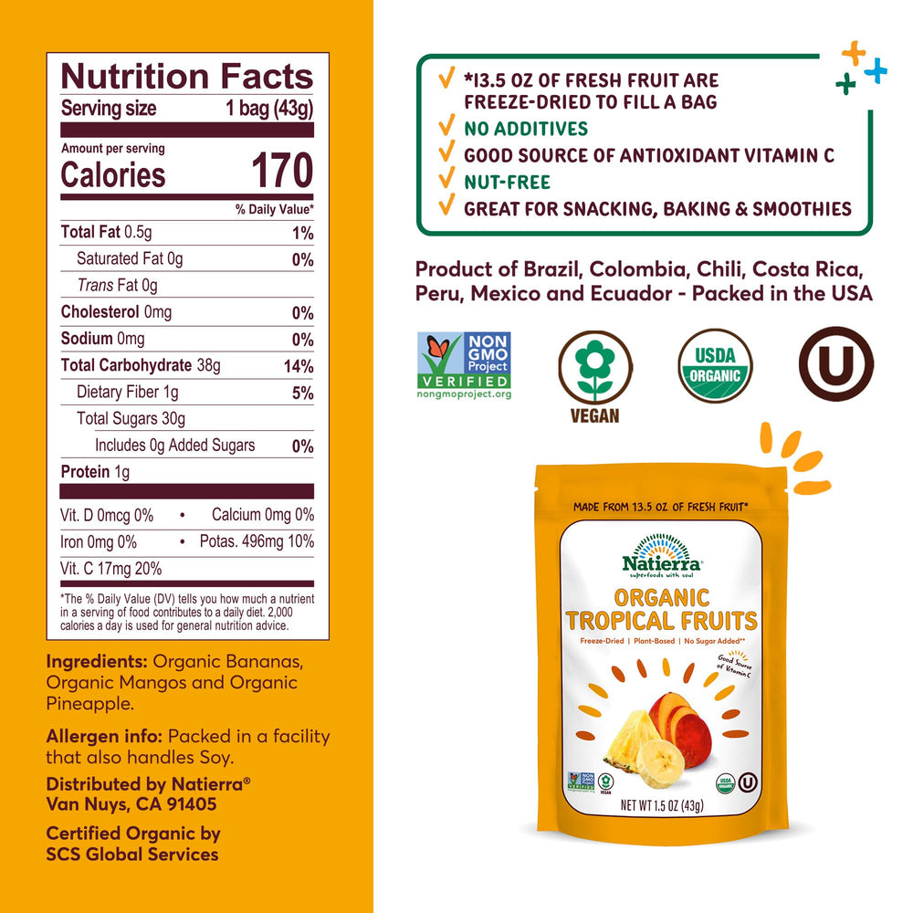 NATIERRA mango chunks provide a naturally sweet crunch for lunch, snack time.