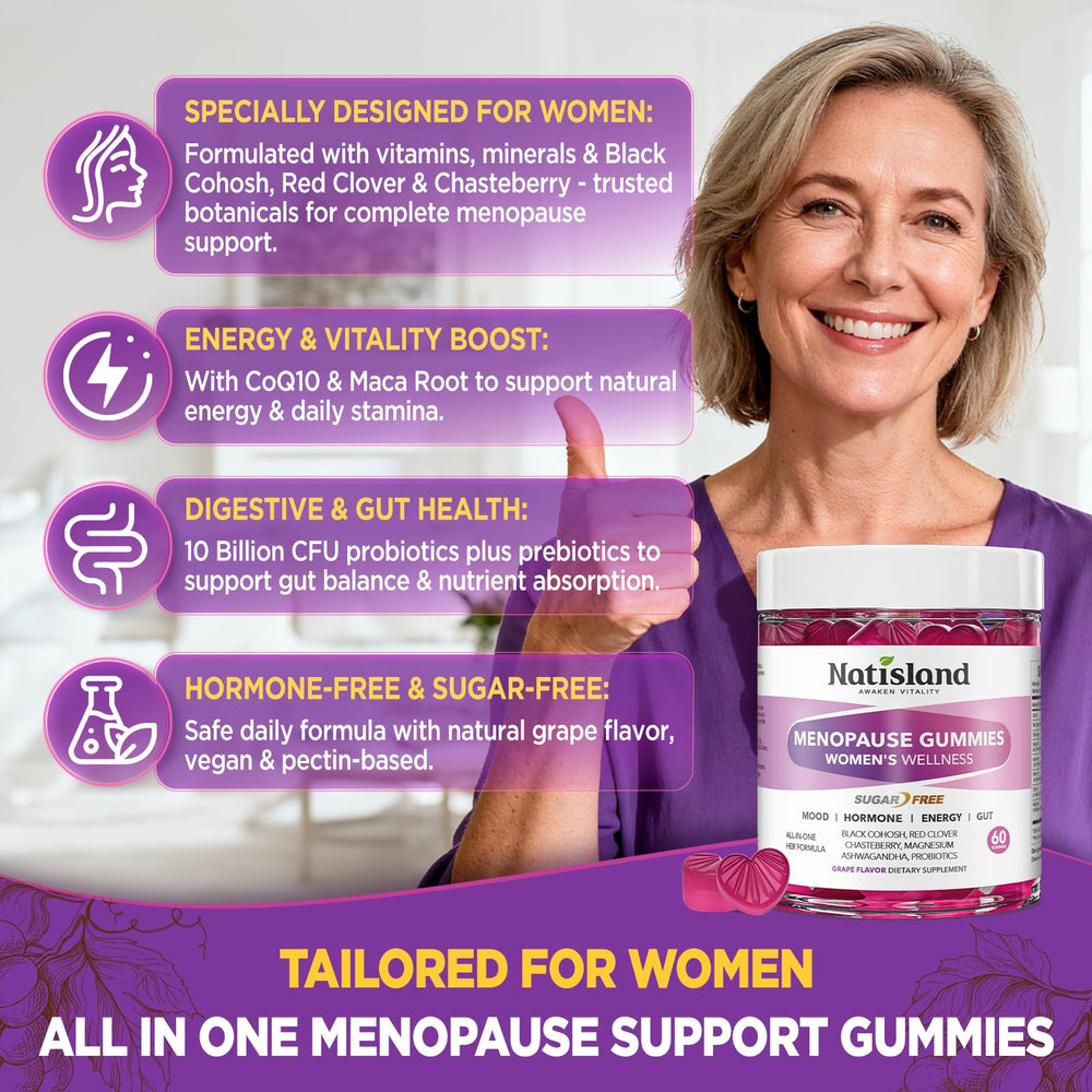NATISLAND menopause gummies for night sweats offer soothing comfort